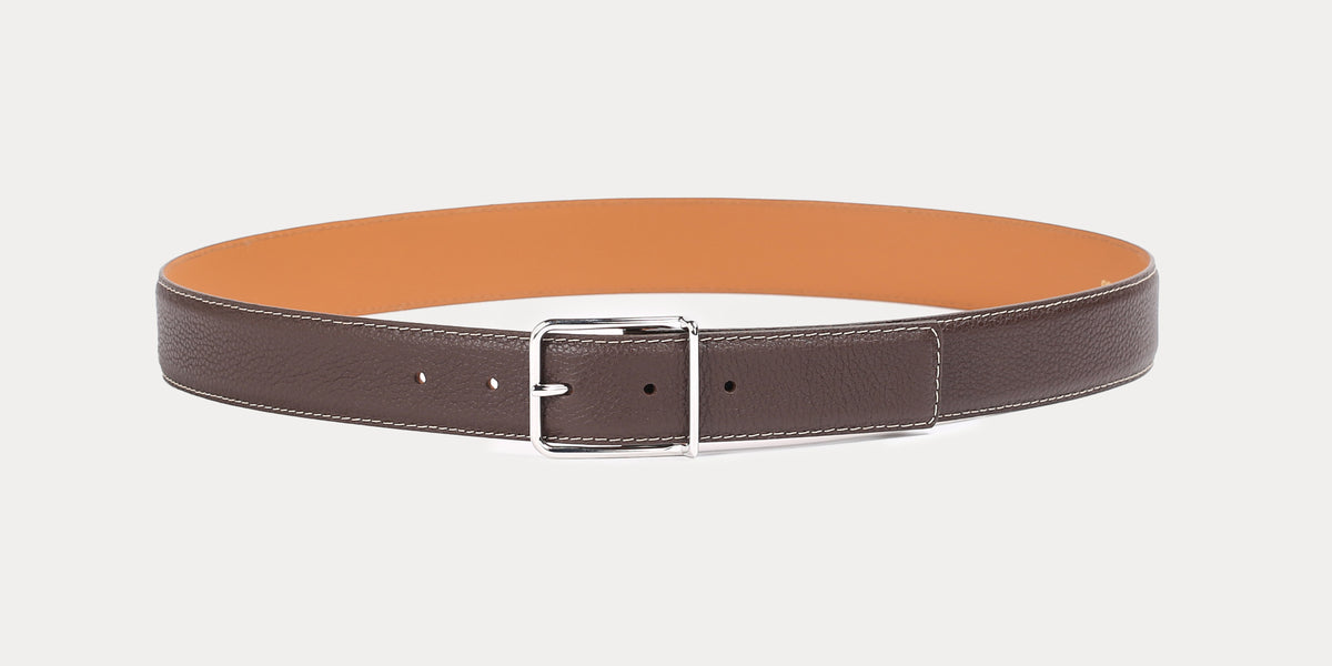 Vicomte Arthur Brown Leather Ladies Belt- Made in France Victor Brown Belt • Maison Boinet main image 4