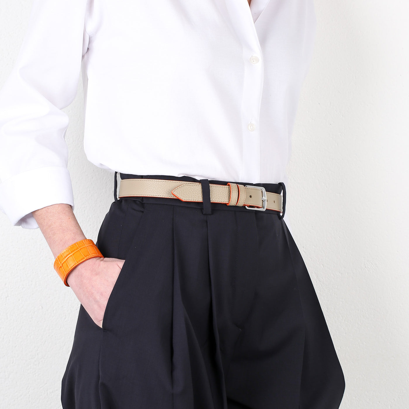 Betty Taupe Orange Belt