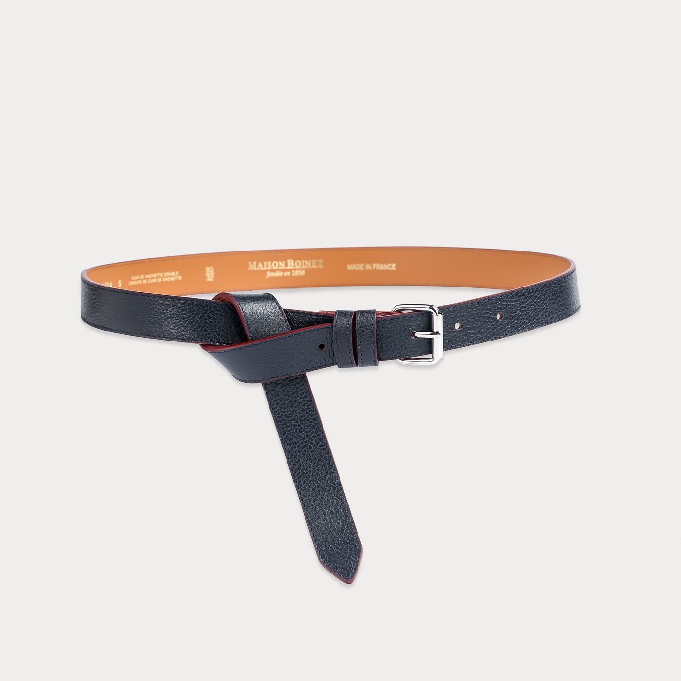 Laurie Navy Belt Contrasting Burgundy Dye