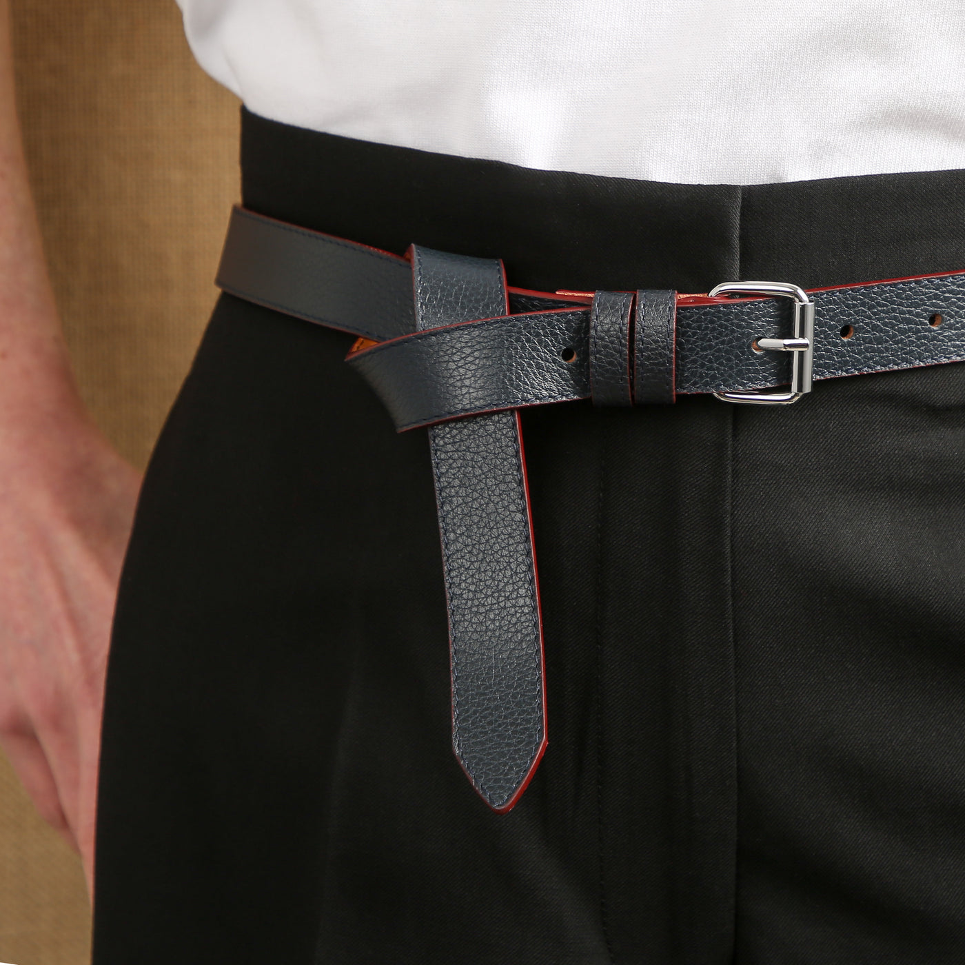 Laurie Navy Belt Contrasting Burgundy Dye