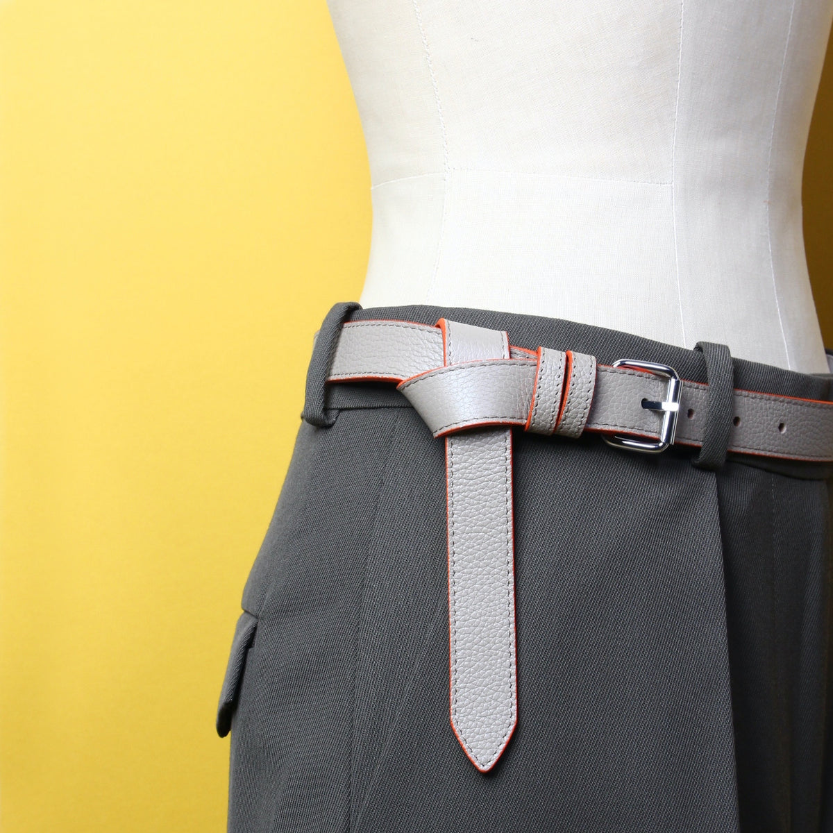 Ceinture Laurie Taupe Teinture Contrastée Orange