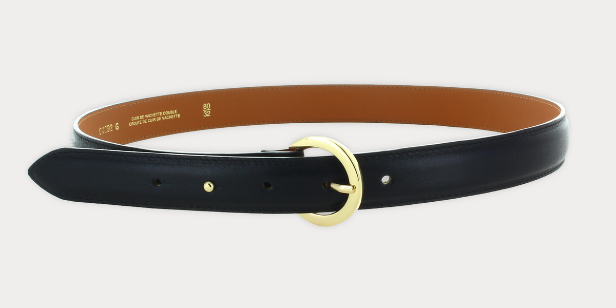 MAISON BOINET 牛革ベルト ブラック Black Plum Belt • Maison Boinet