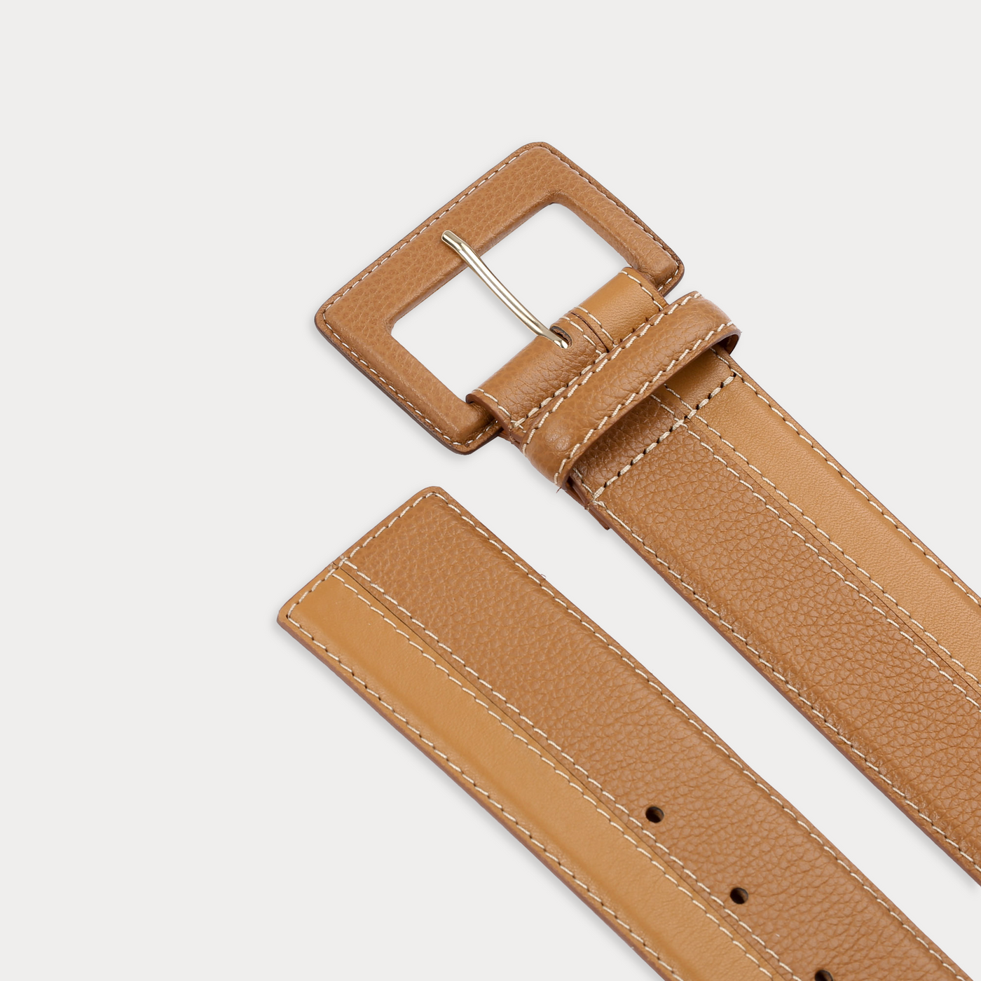 Franca Belt Havana Camel Beige Stitching