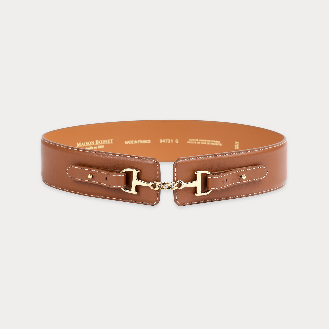 Elisabeth Havana Belt with Beige Stitching
