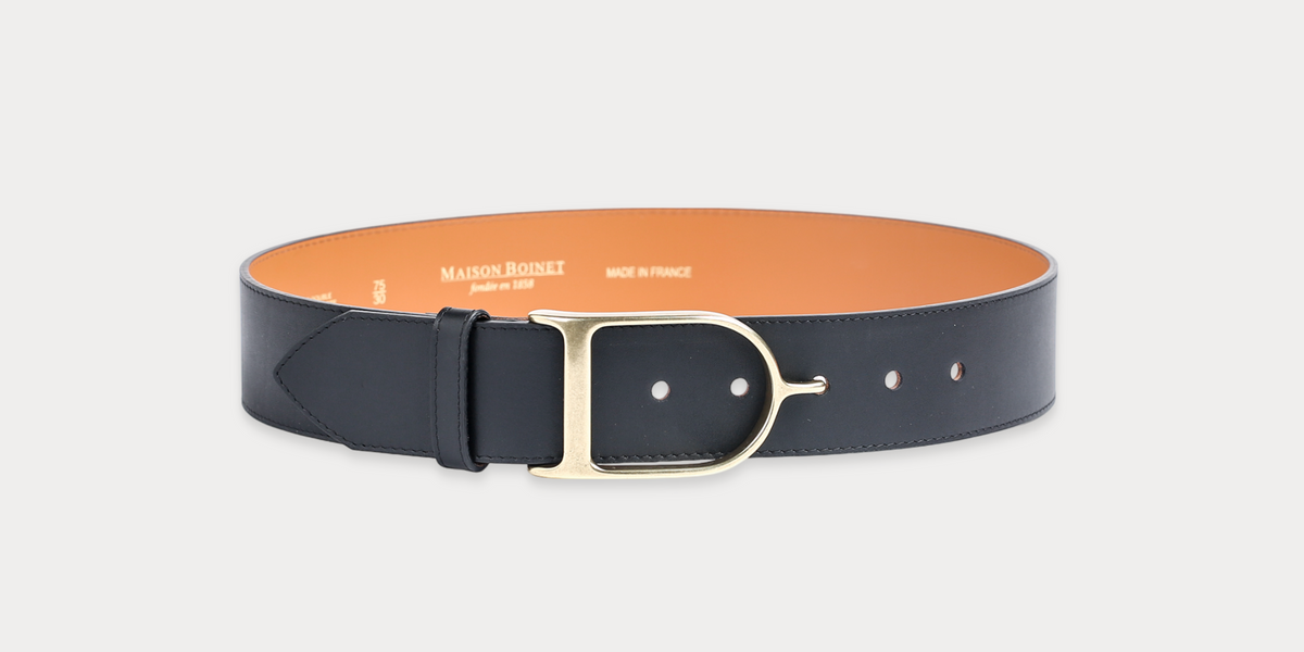 Diane Black leather belt - Luxury Women's belt made in France