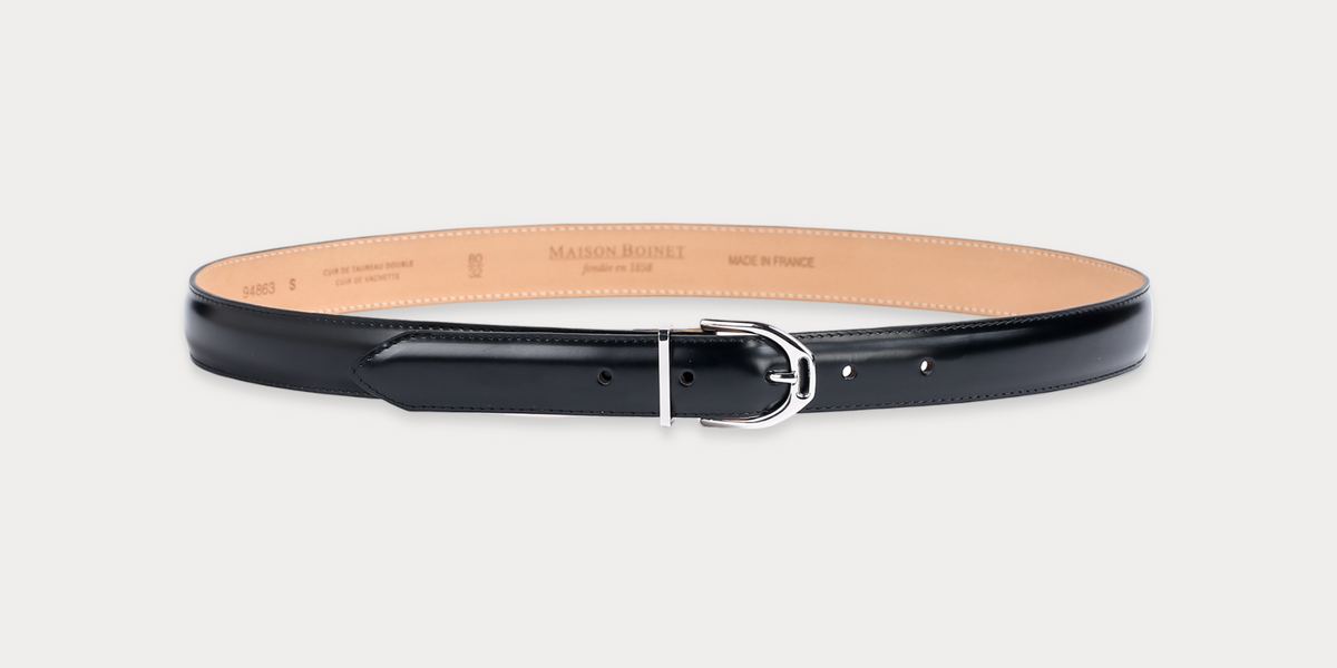 Zaha Leather Belt in Black – Luxury women's belt made in France