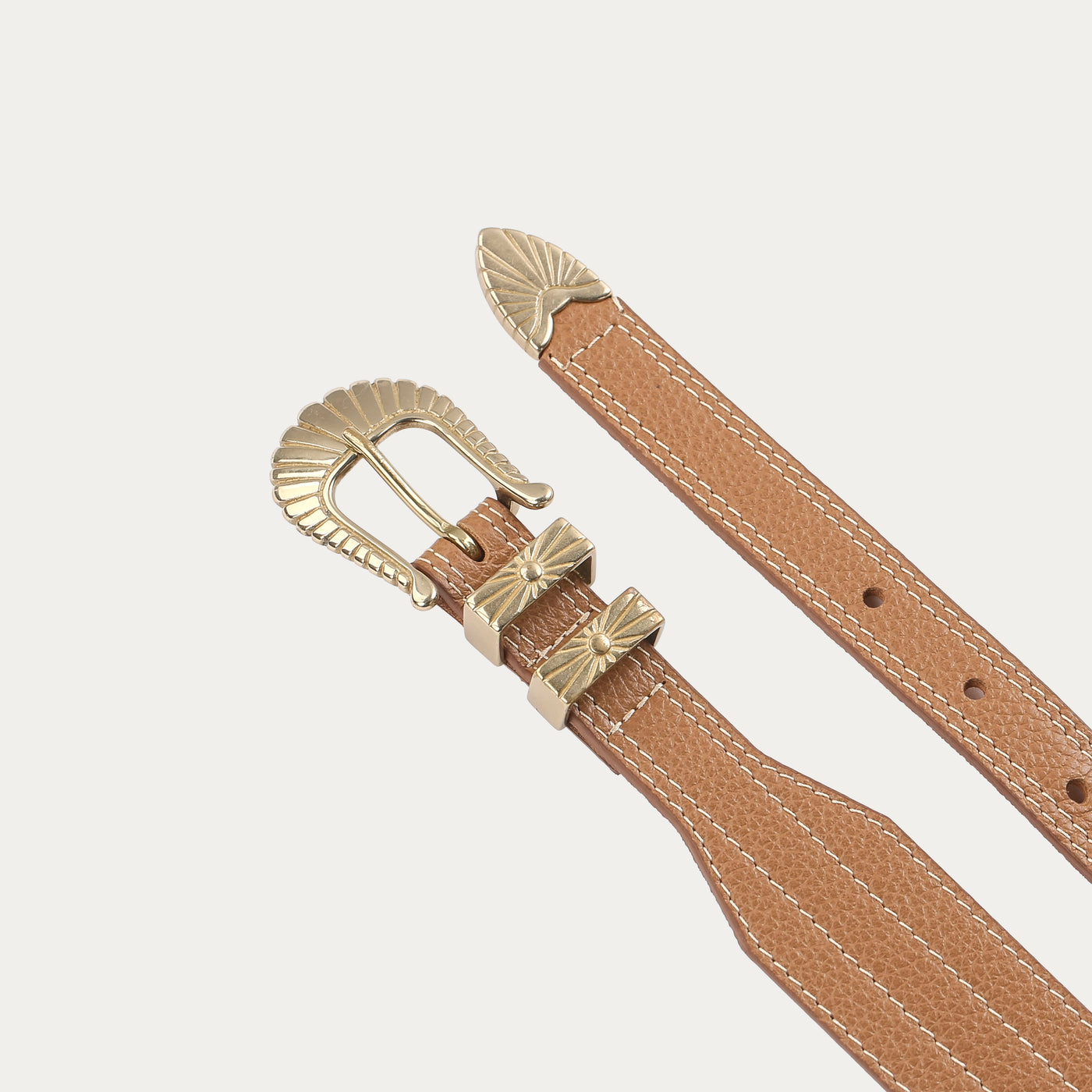 Bonnie Havana Belt Belt with Beige Topstitching