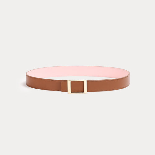 Ceinture Réversible Grande Emmanuelle Havane Rose
