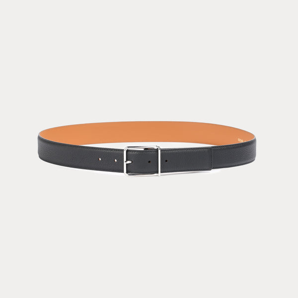 Victor Black belt with beige stitching • Maison Boinet