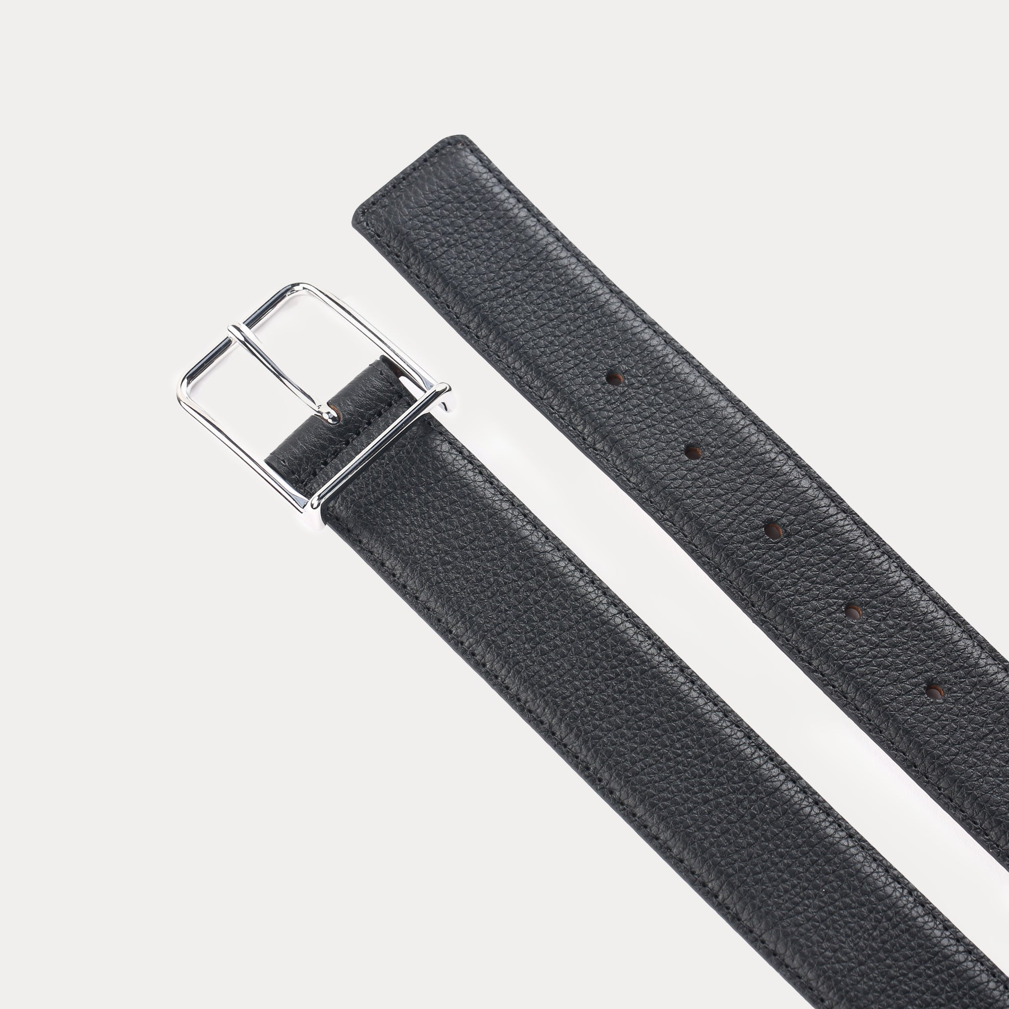 Victor Black belt with beige stitching • Maison Boinet