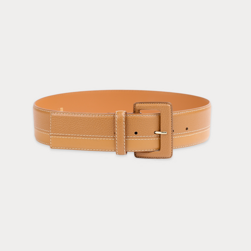 Ceinture Franca Havane Camel Surpiqué Beige