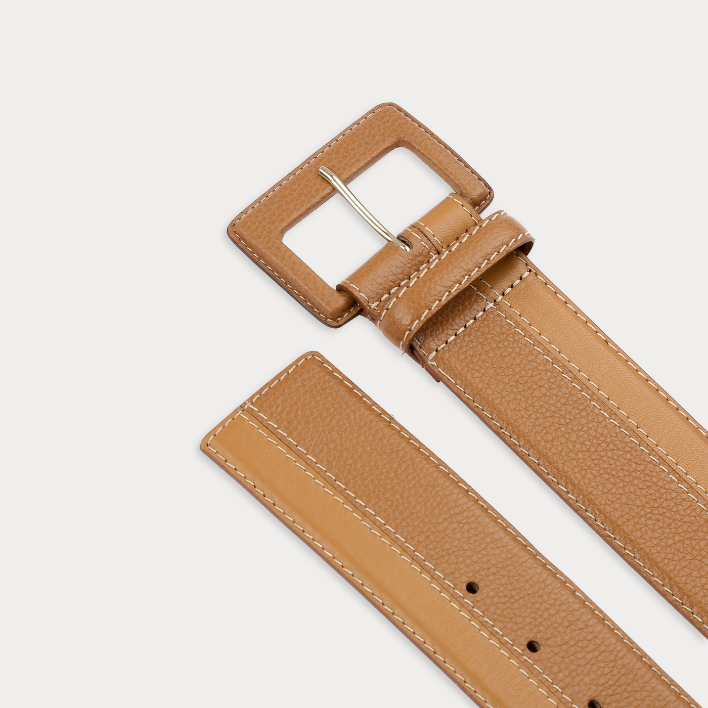 Ceinture Franca Havane Camel Surpiqué Beige