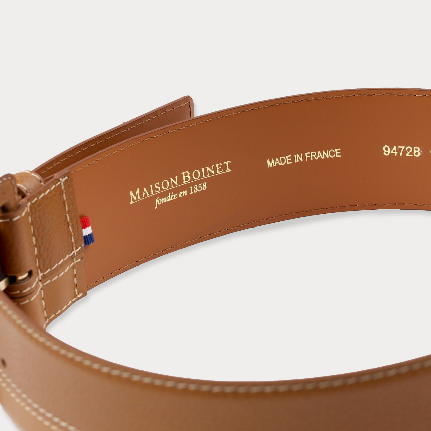 Ceinture Franca Havane Camel Surpiqué Beige