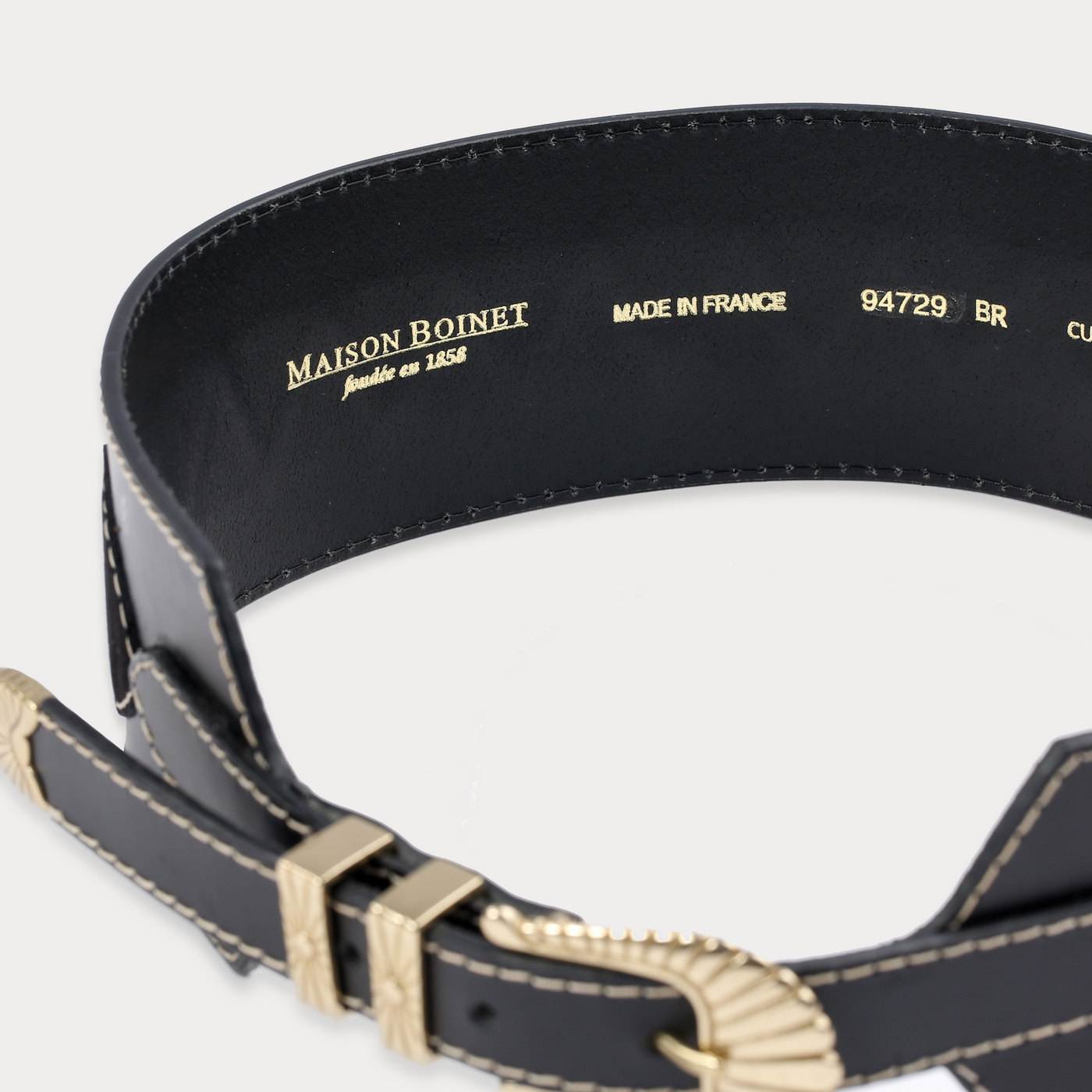 Ceinture Elsa Noir Surpiqué Beige