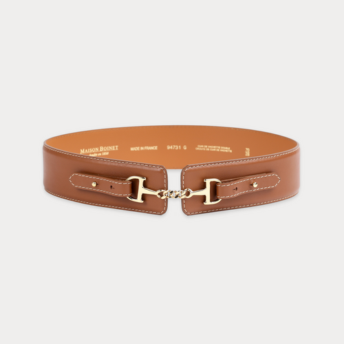 Elisabeth Havana Belt with Beige Stitching