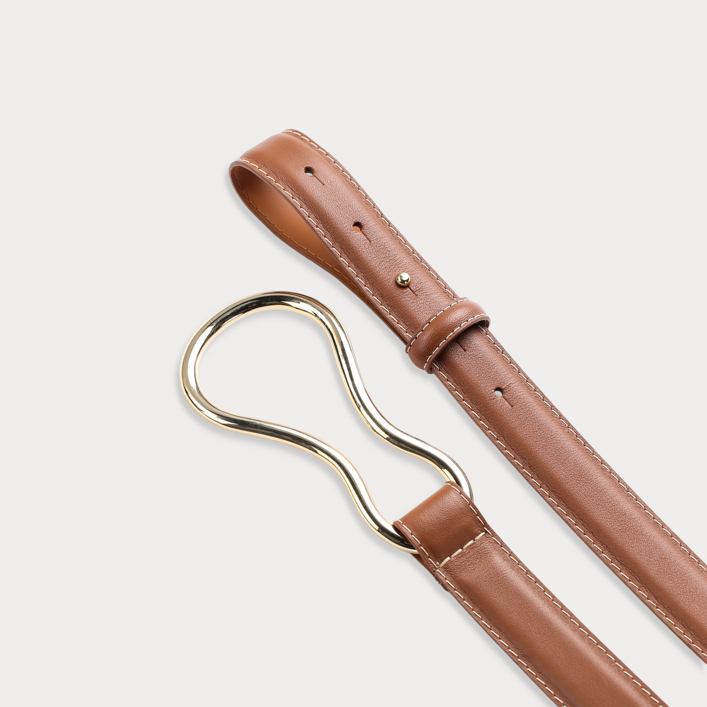 Ceinture Eugénie Havane Coutures Contrastées Beiges