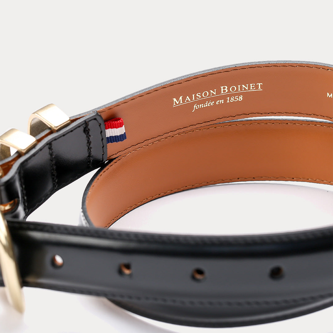 Ceinture en cuir Lorraine Noir - Ceinture luxe Femme fabriquée en