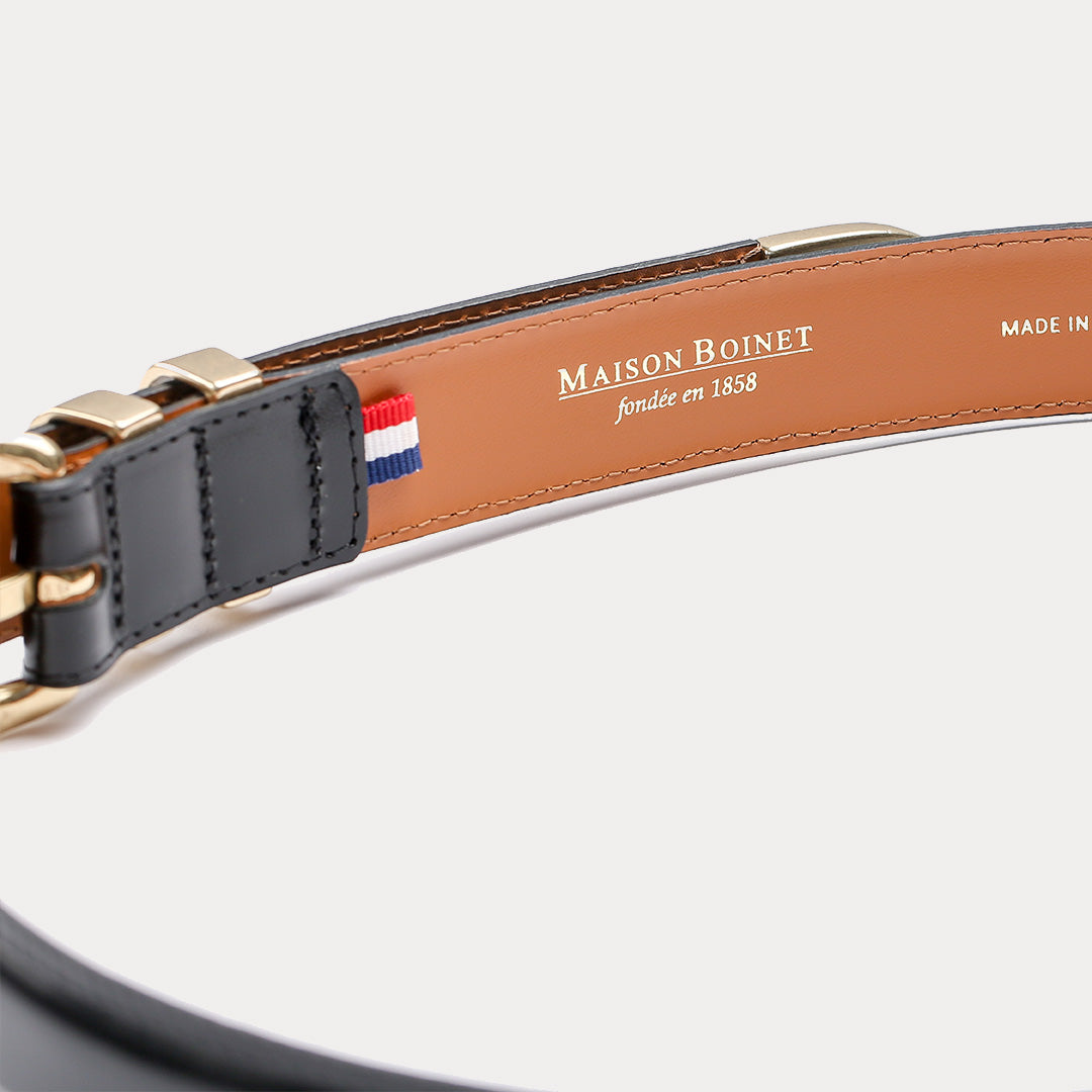 Ceinture en cuir Lorraine Noir - Ceinture luxe Femme fabriquée en