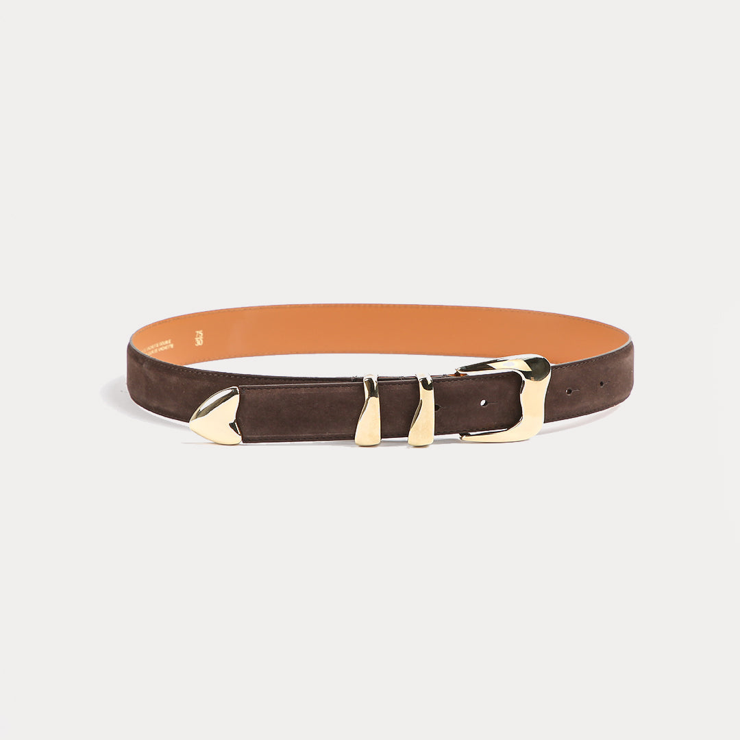 Ceinture en cuir véritable Capucine Marron - Nubuck - Ceinture