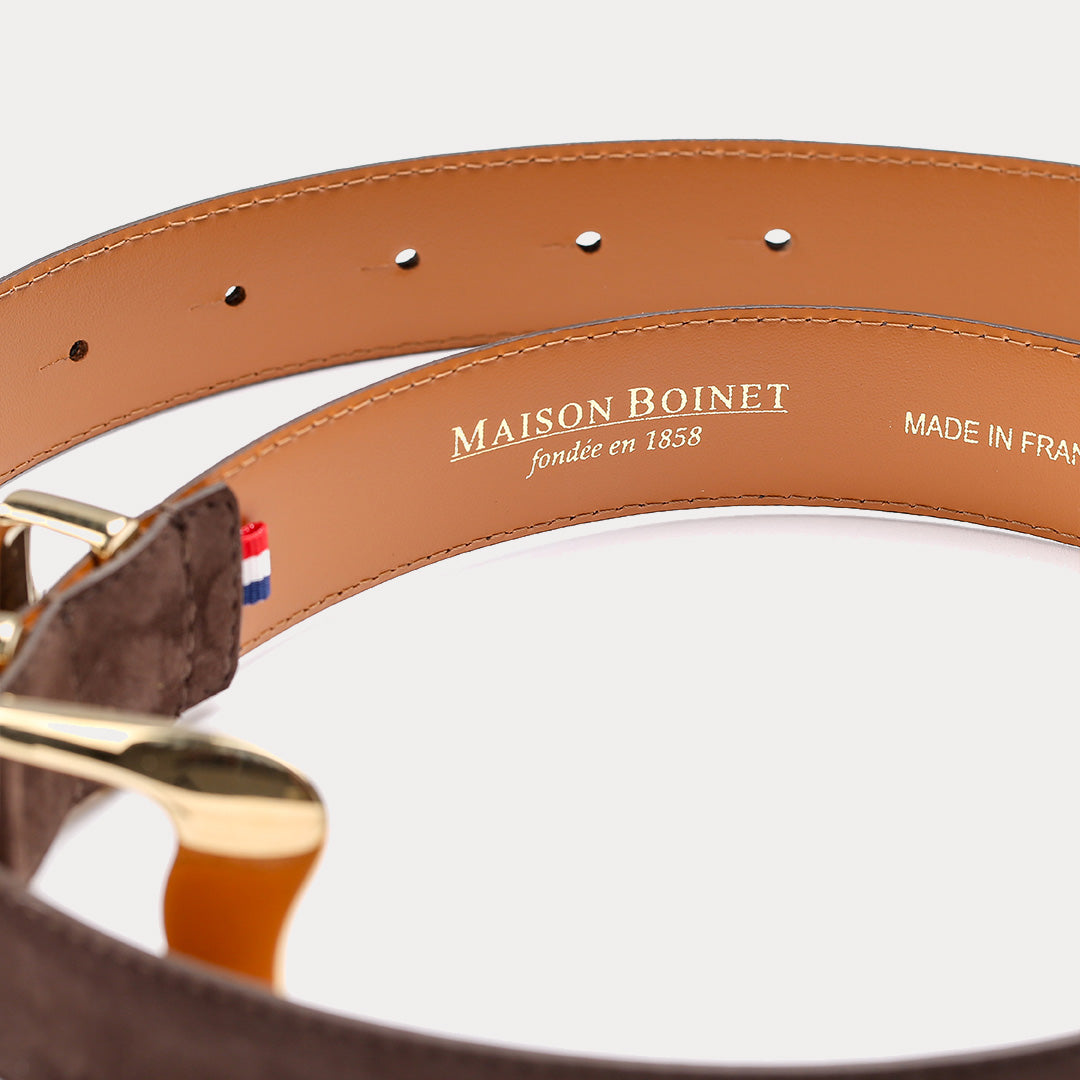 Ceinture en cuir véritable Capucine Marron - Nubuck - Ceinture