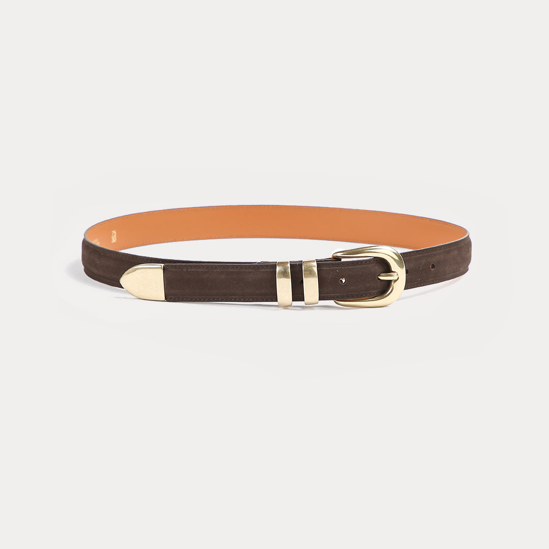 Lorraine Brown Leather Belt – Nubuck – Luxury women's belt made in