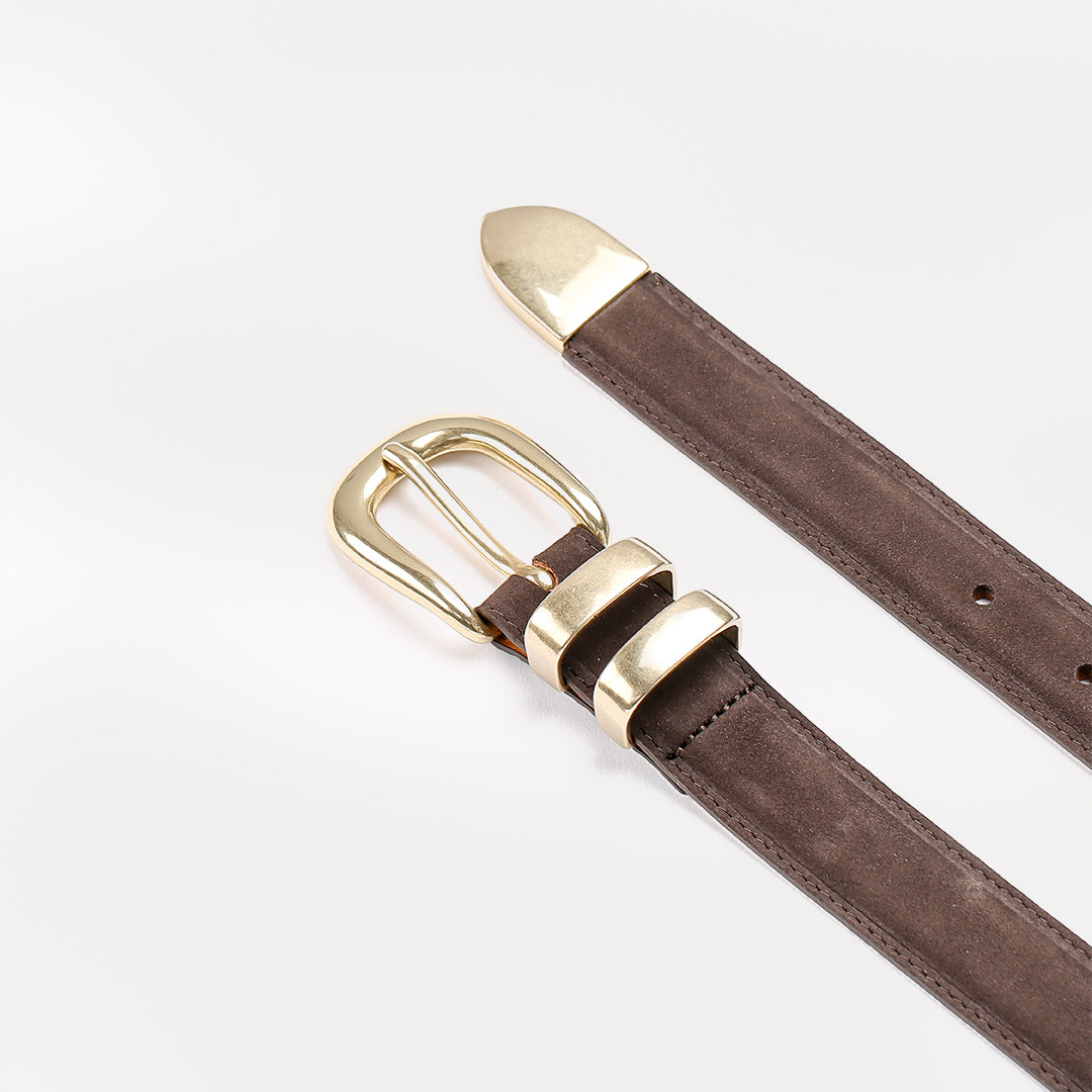 Lorraine Brown Leather Belt – Nubuck – Luxury women's belt made in