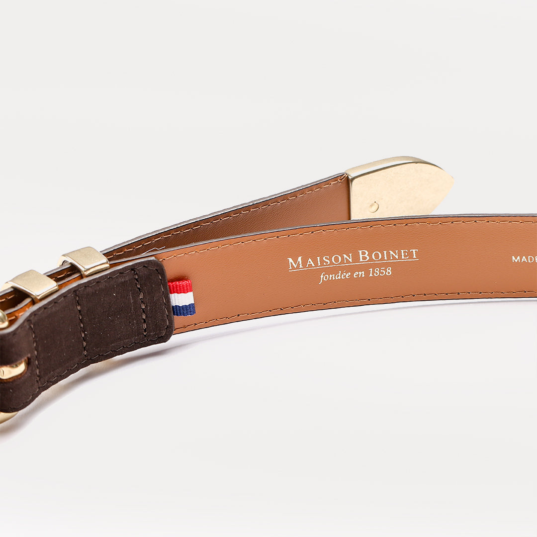 Lorraine Brown Leather Belt – Nubuck – Luxury women's belt made in