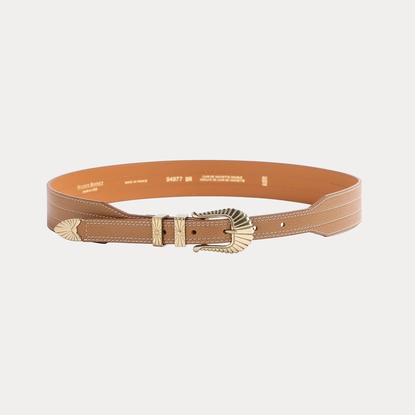 Bonnie Havana Belt Belt with Beige Topstitching