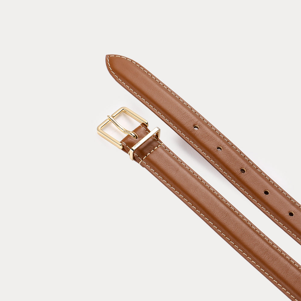 Ceinture Camille Havane Surpiqué Beige