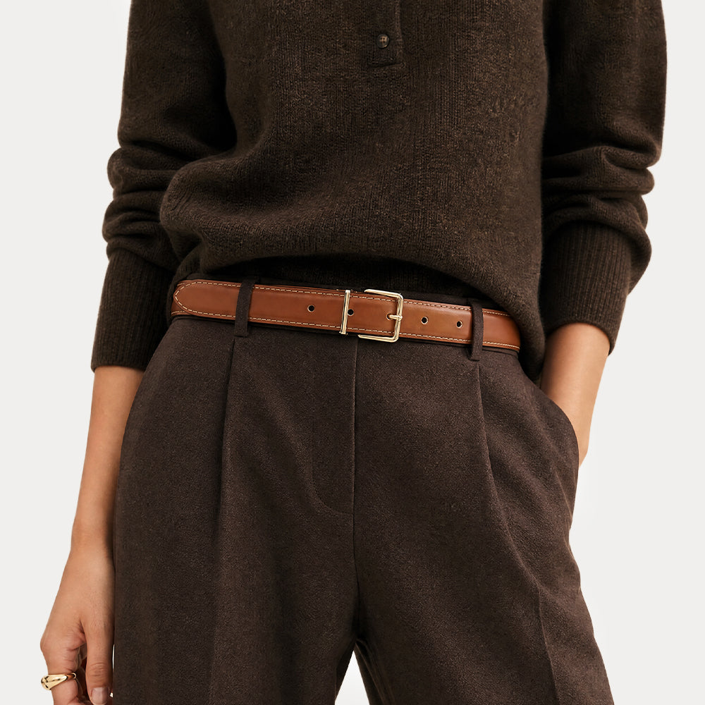 Ceinture Camille Havane Surpiqué Beige