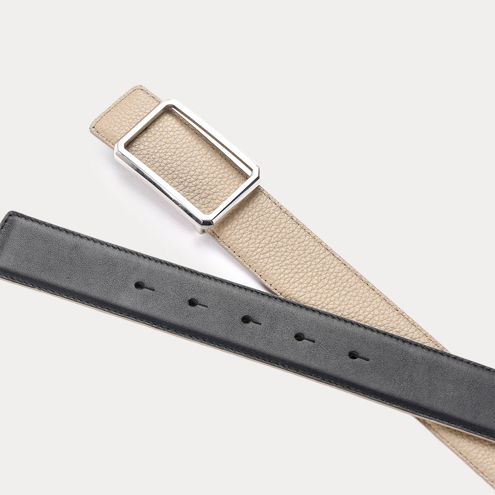 Ceinture réversible Eden Noir Taupe