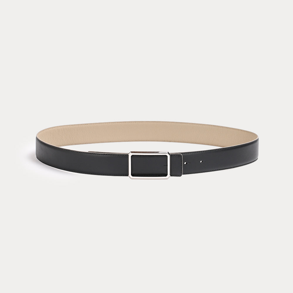 Ceinture réversible Eden Noir Taupe