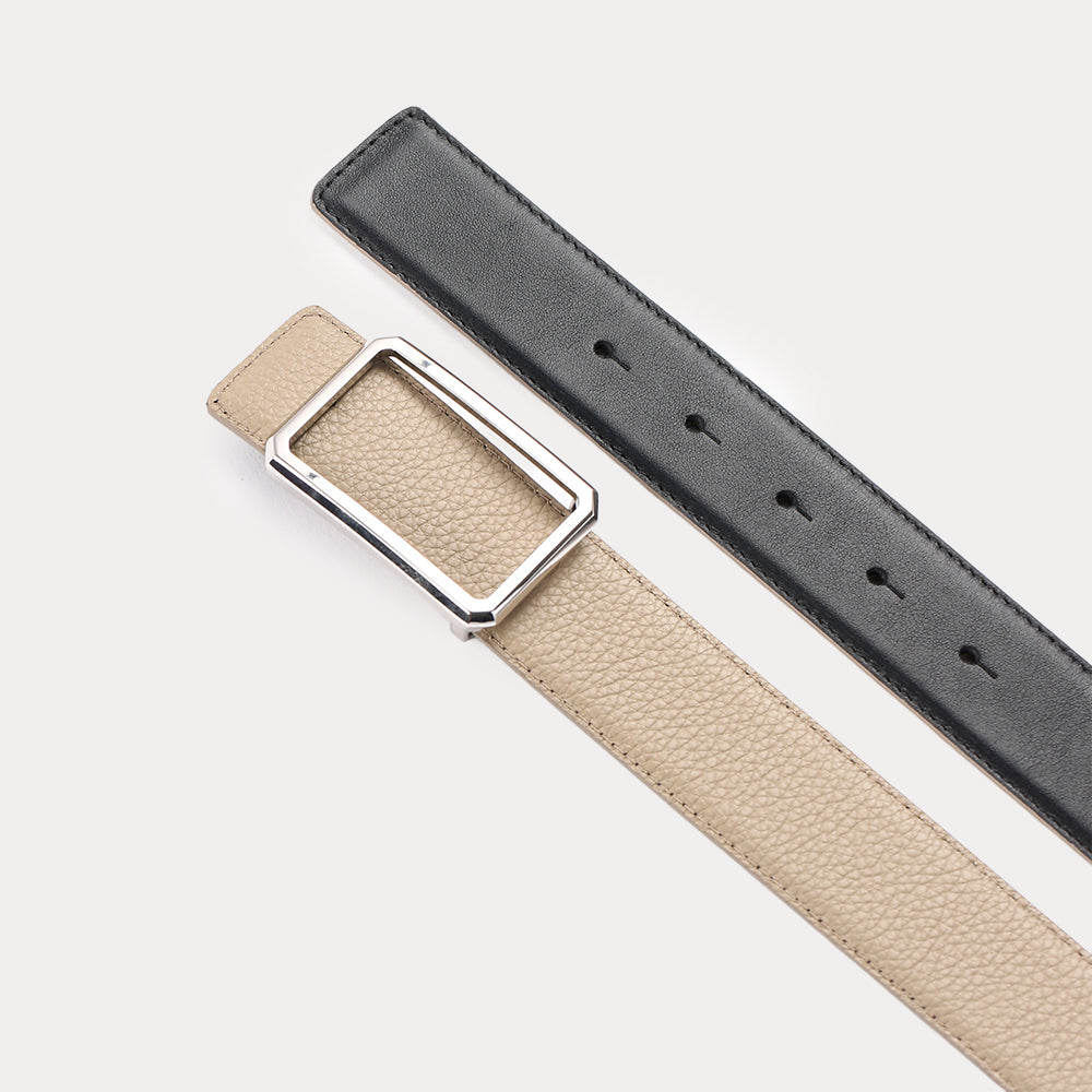 Ceinture réversible Eden Noir Taupe