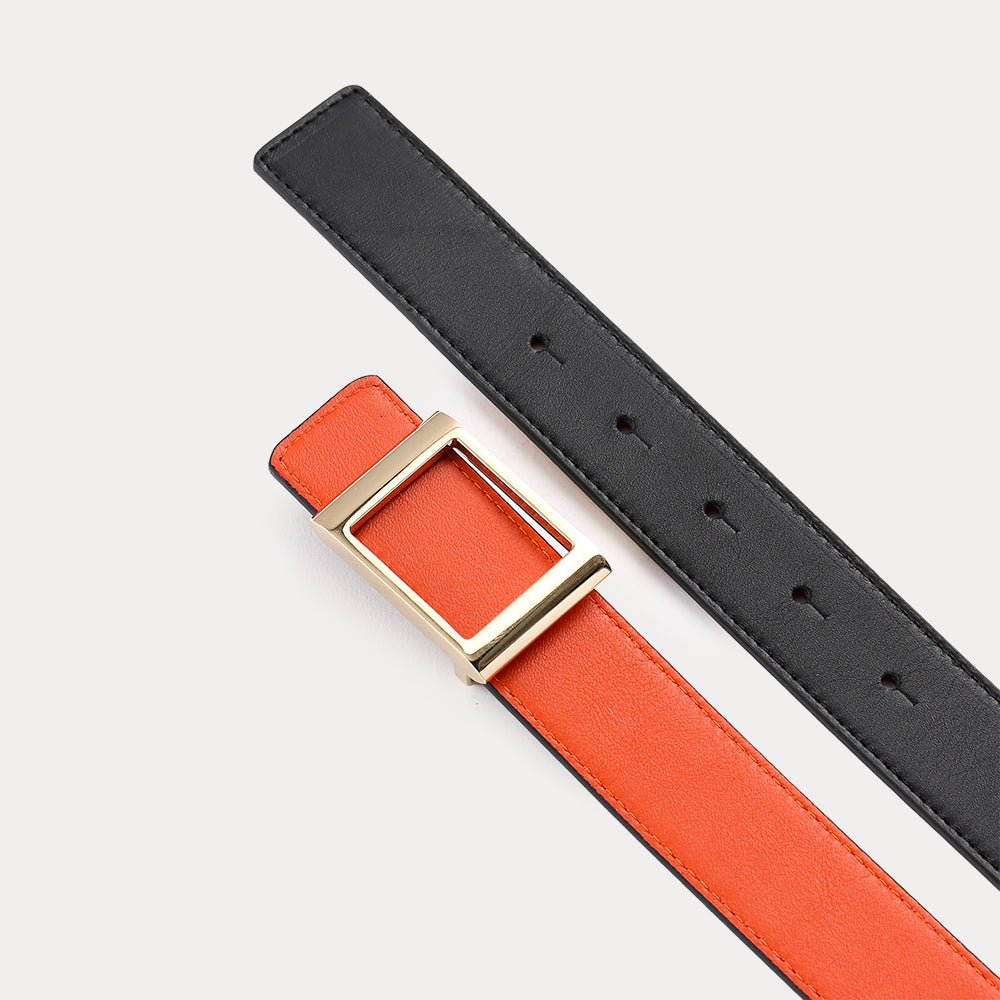 Reversible Belt Grande Emmanuelle Black Orange