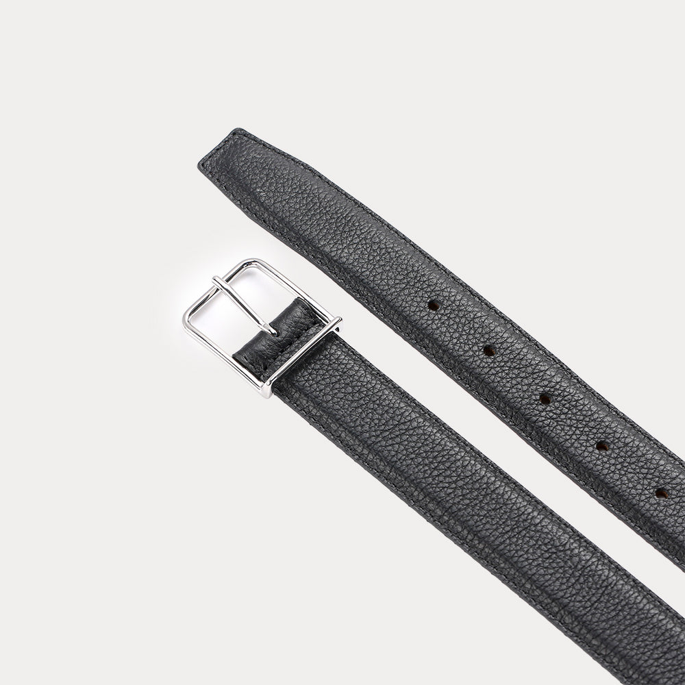 Ceinture Ernest Noir Grainée