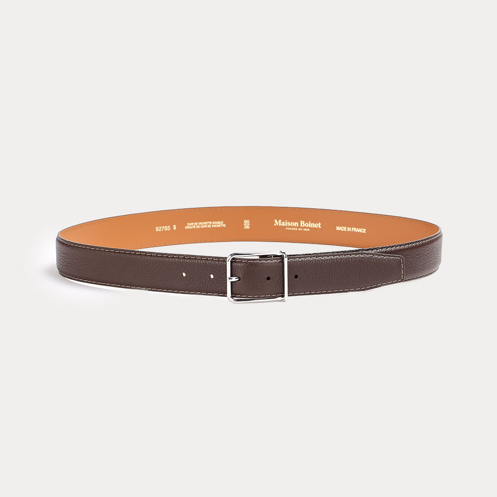 Ceinture Grande Ernest Marron Grainé