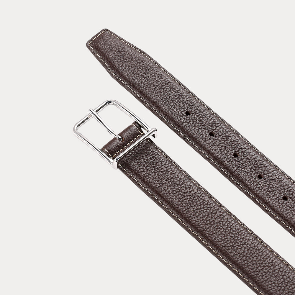 Ceinture Grande Ernest Marron Grainé