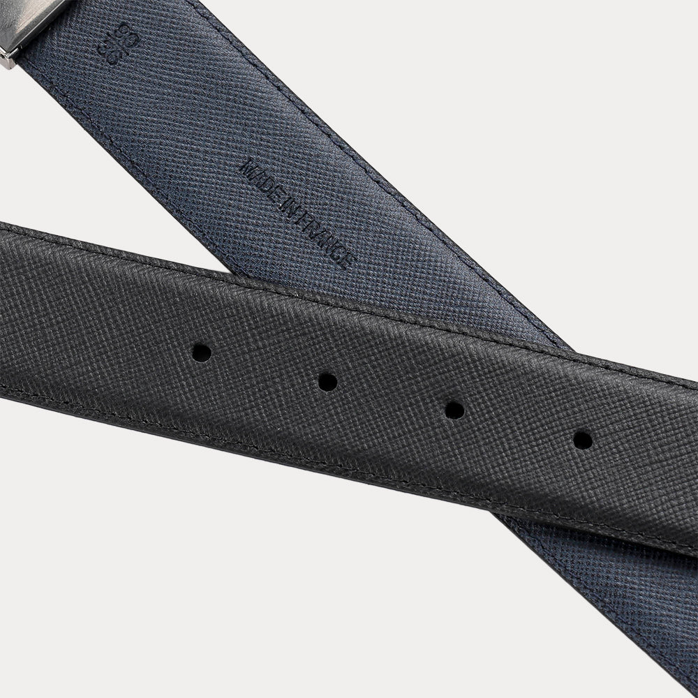 Wide Black Navy Denim Belt