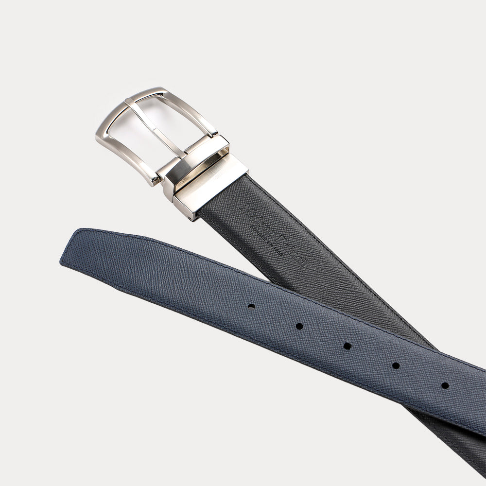 Wide Black Navy Denim Belt