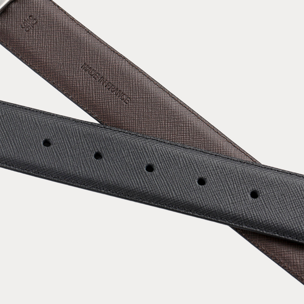 Ceinture réversible Large Jean Noir Marron