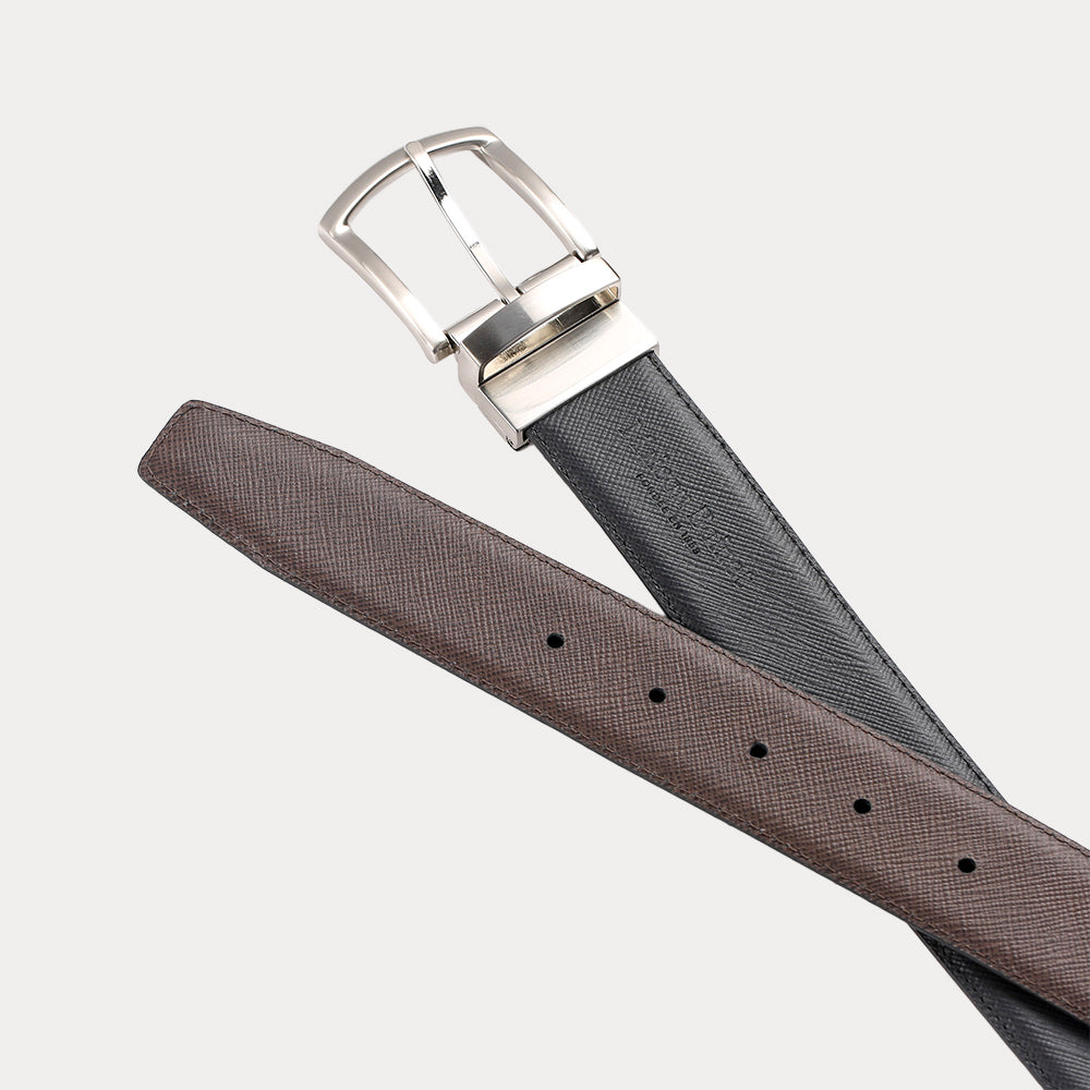 Ceinture réversible Large Jean Noir Marron