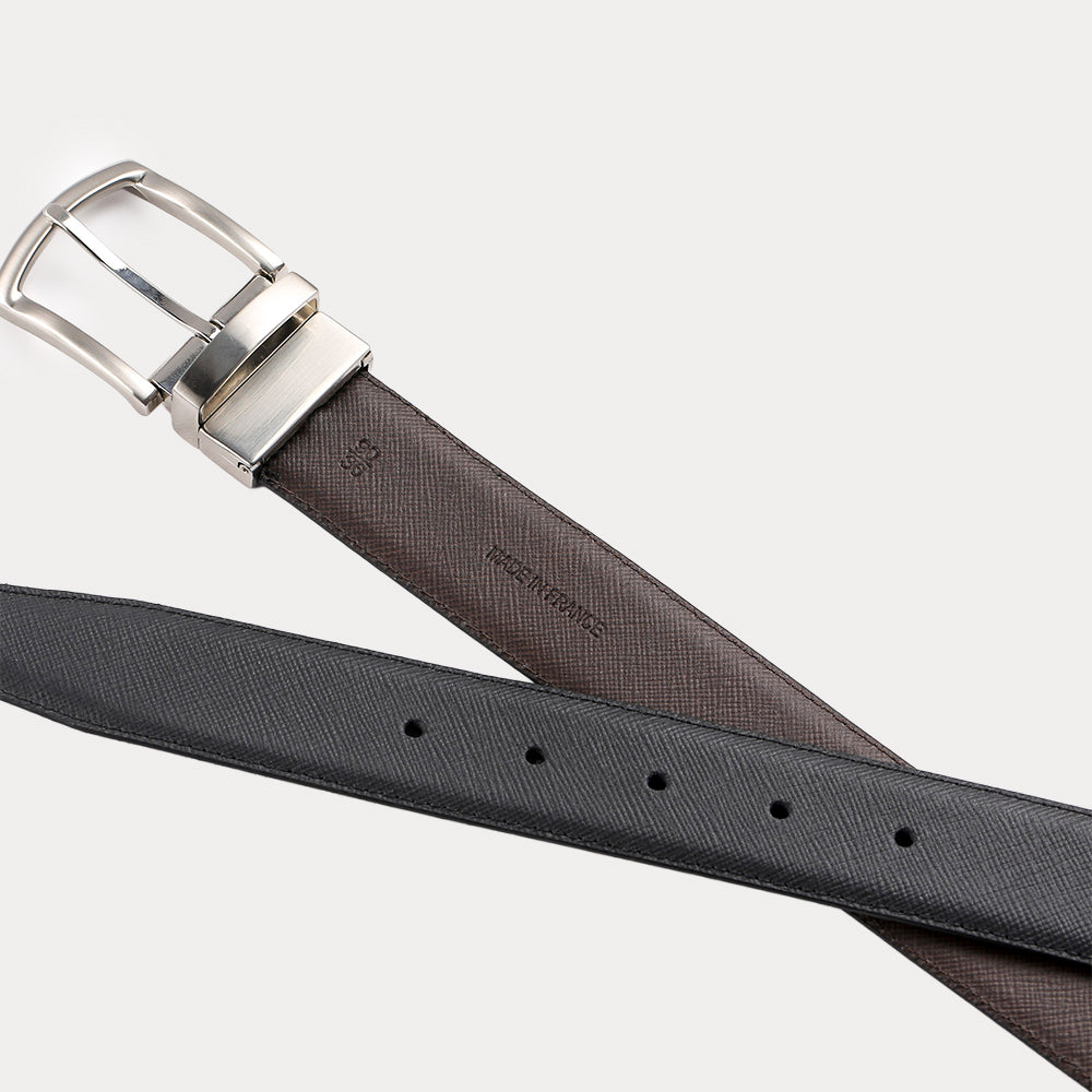 Ceinture réversible Large Jean Noir Marron