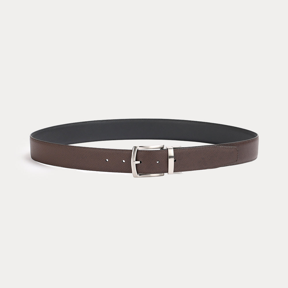 Ceinture réversible Large Jean Noir Marron
