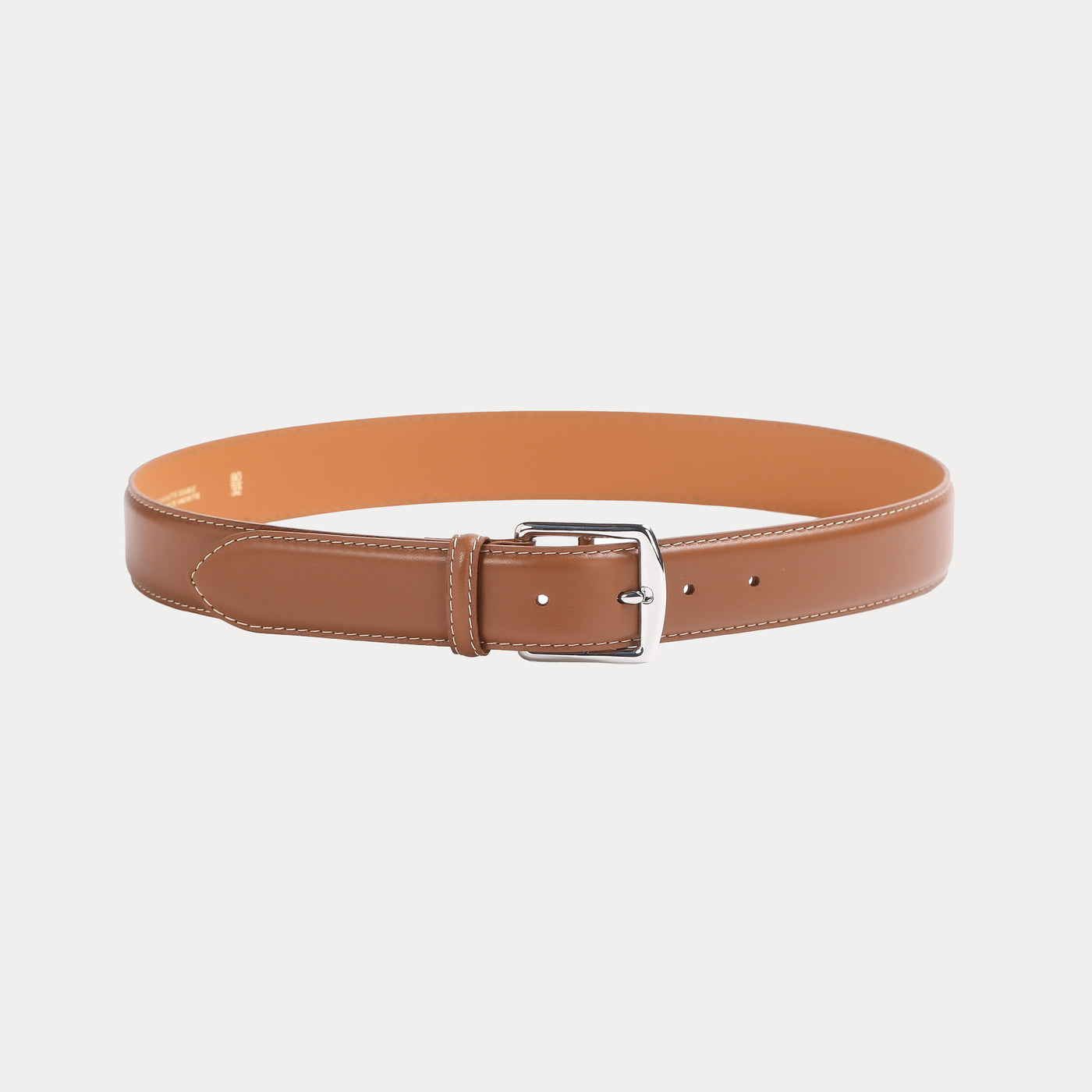 Camille Havana Belt with Beige Topstitching