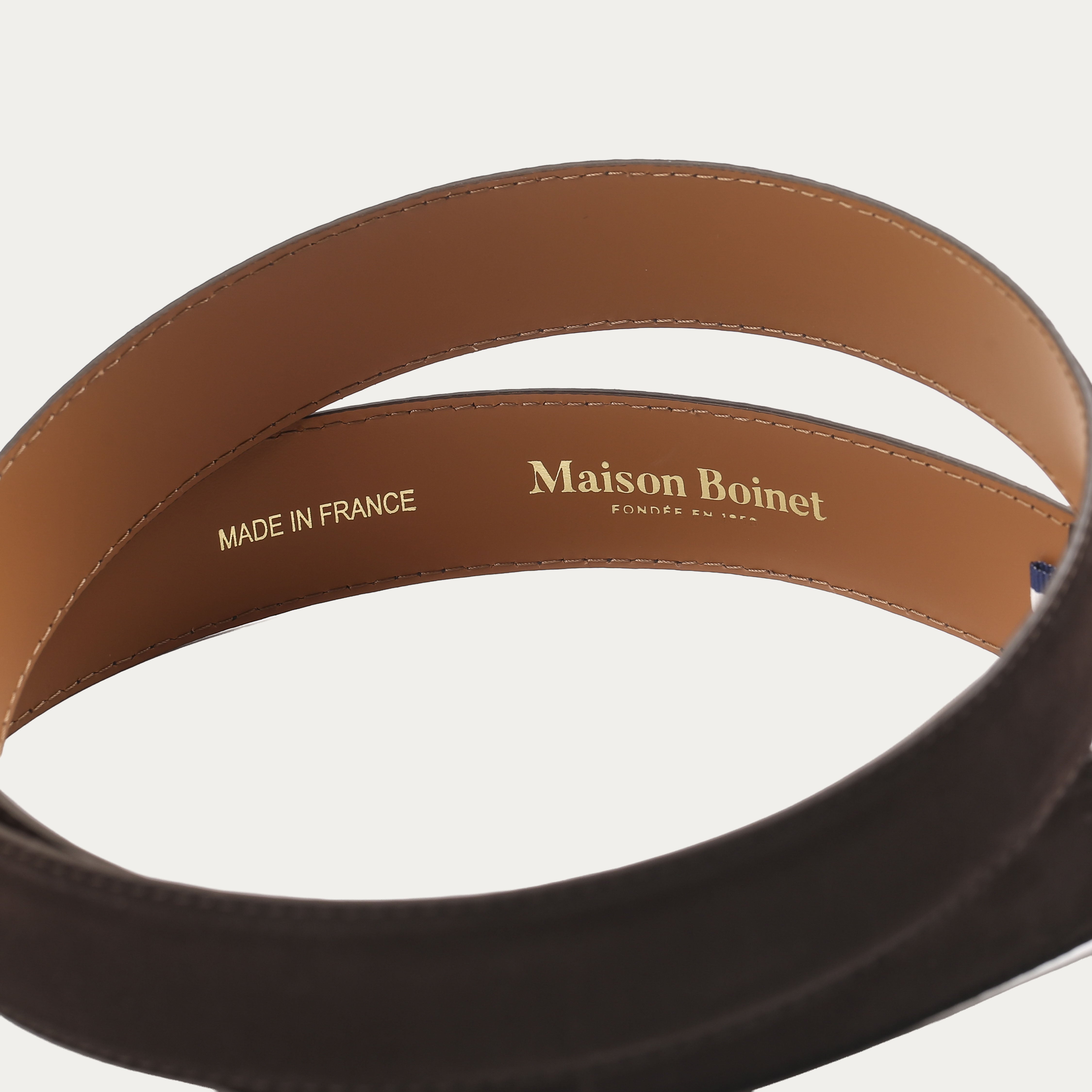 Ceinture Nolan Marron - Cuir - 30mm - Cuir nubuck - Fabriquée en