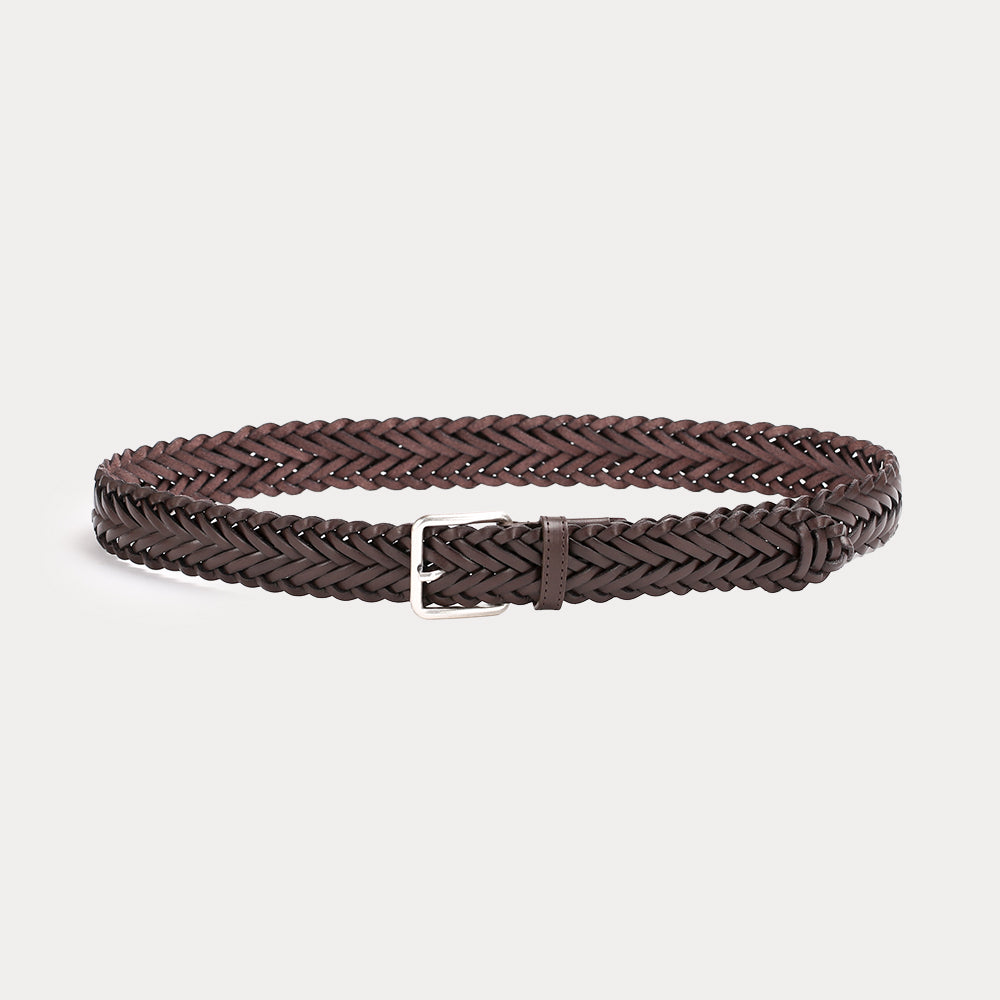 Thomas Brown Braided Leather Belt