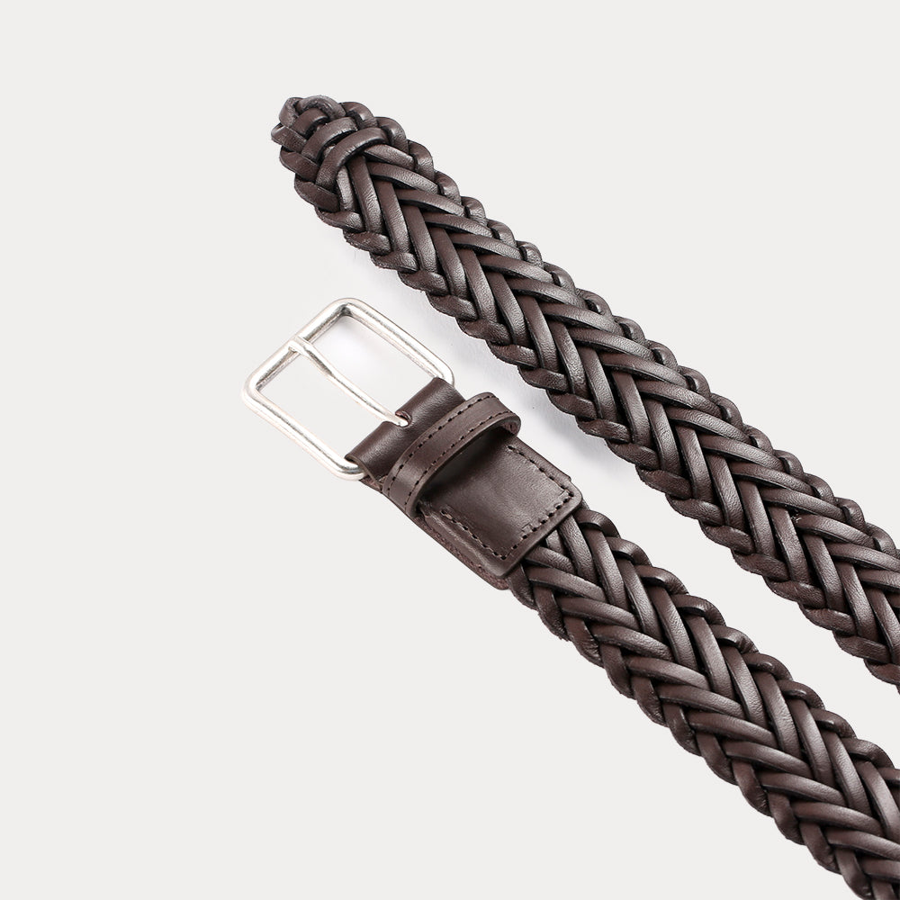 Thomas Brown Braided Leather Belt