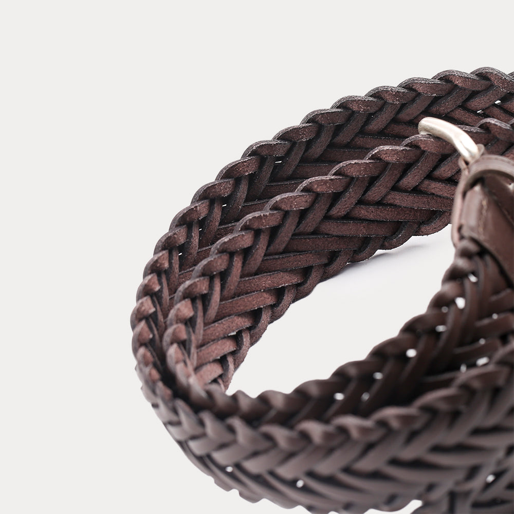 Thomas Brown Braided Leather Belt