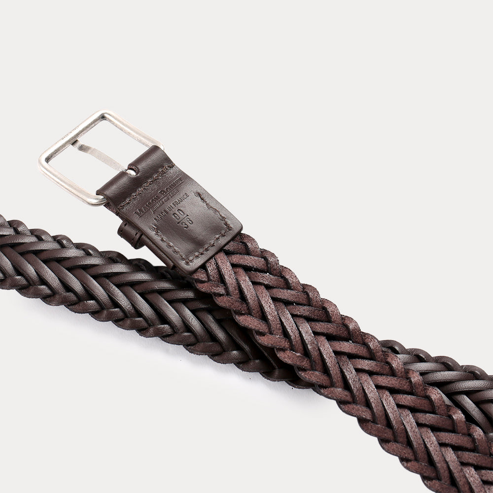 Thomas Brown Braided Leather Belt