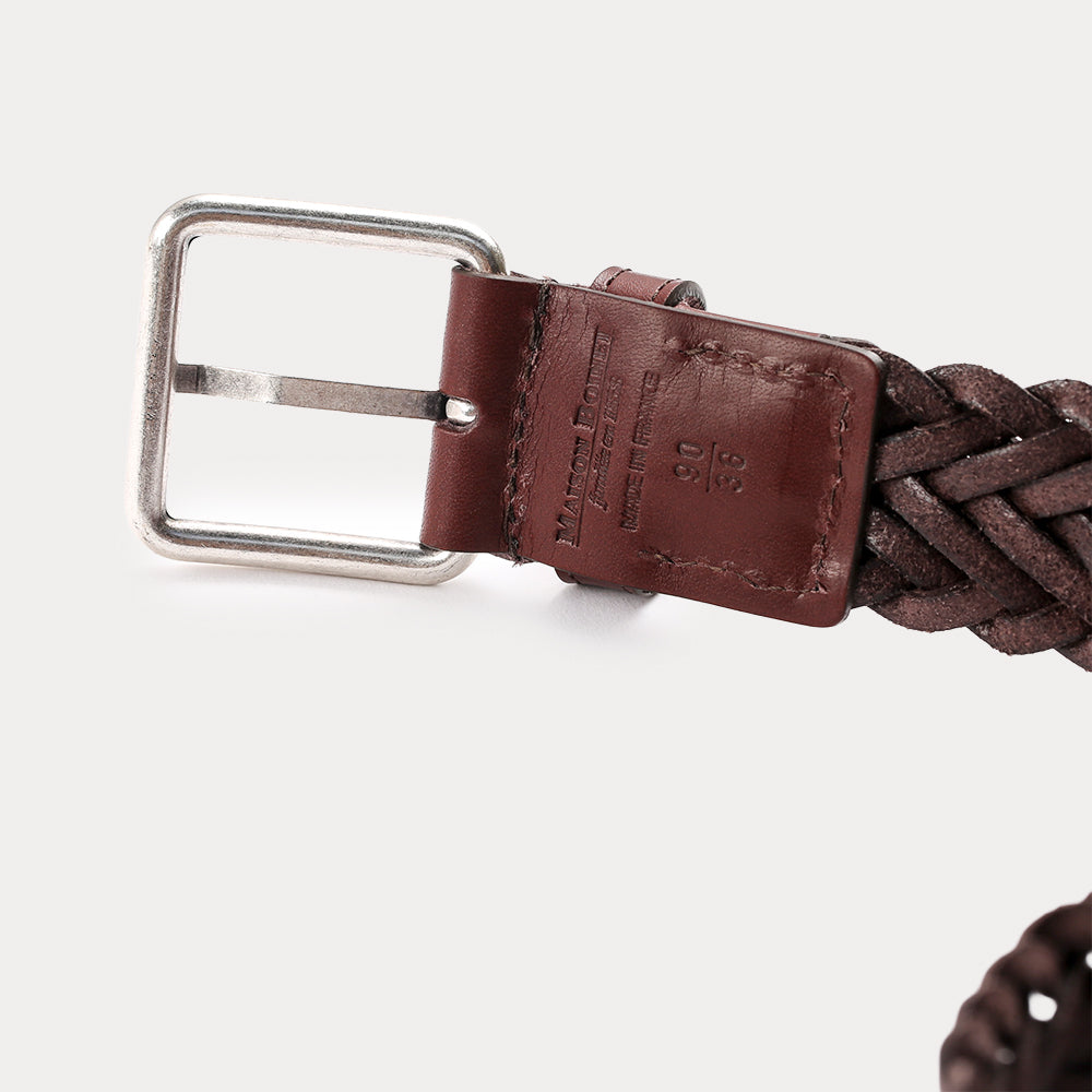 Ceinture Tressée Cuir Thomas Havane